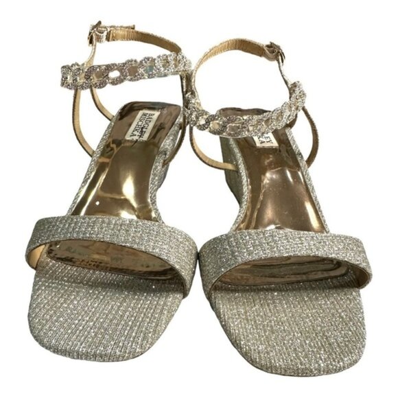 BADGLEY Mishka Kaelyn Mid Wedge Heel Platinum Size 8 - Picture 13 of 13